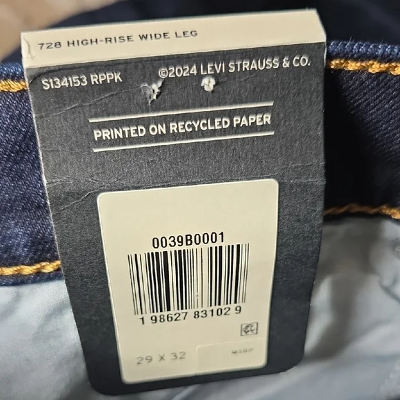 Levi's Dark Wash Indigo Wide Leg High-rise Zip Premium Jeans Size 29 - Picture 10 of 13